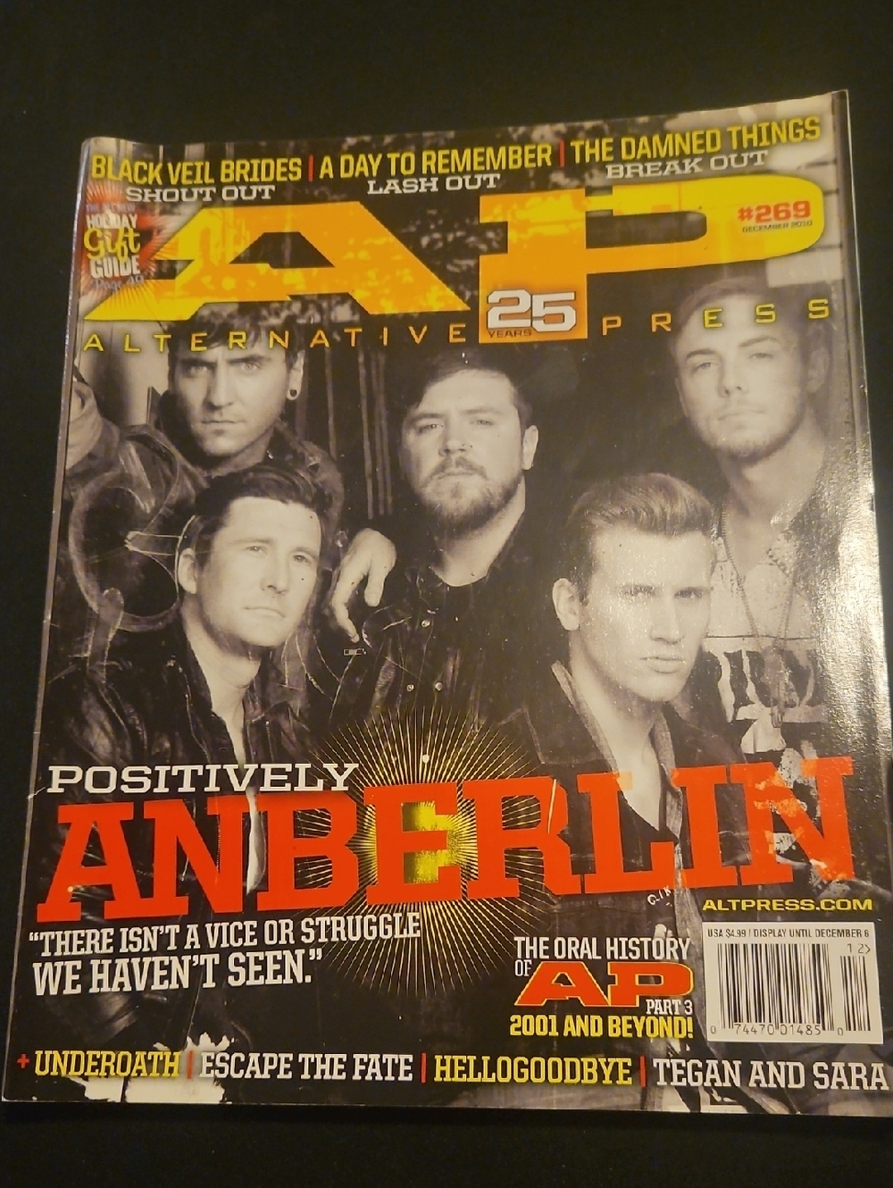 Alternative Press Anberlin cover #269 December 2010